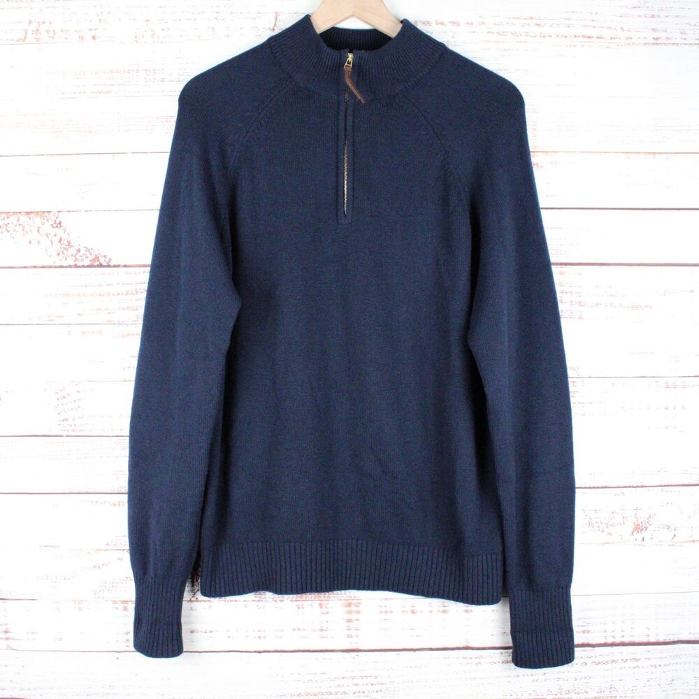 Sid Mashburn Men's Size M Cashmere Half Zip Pullover Sweater Indigo Blue